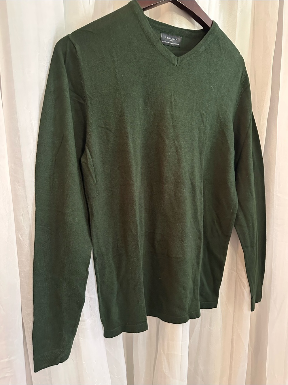 Zara Dark Green V-Neck Men's Sweater